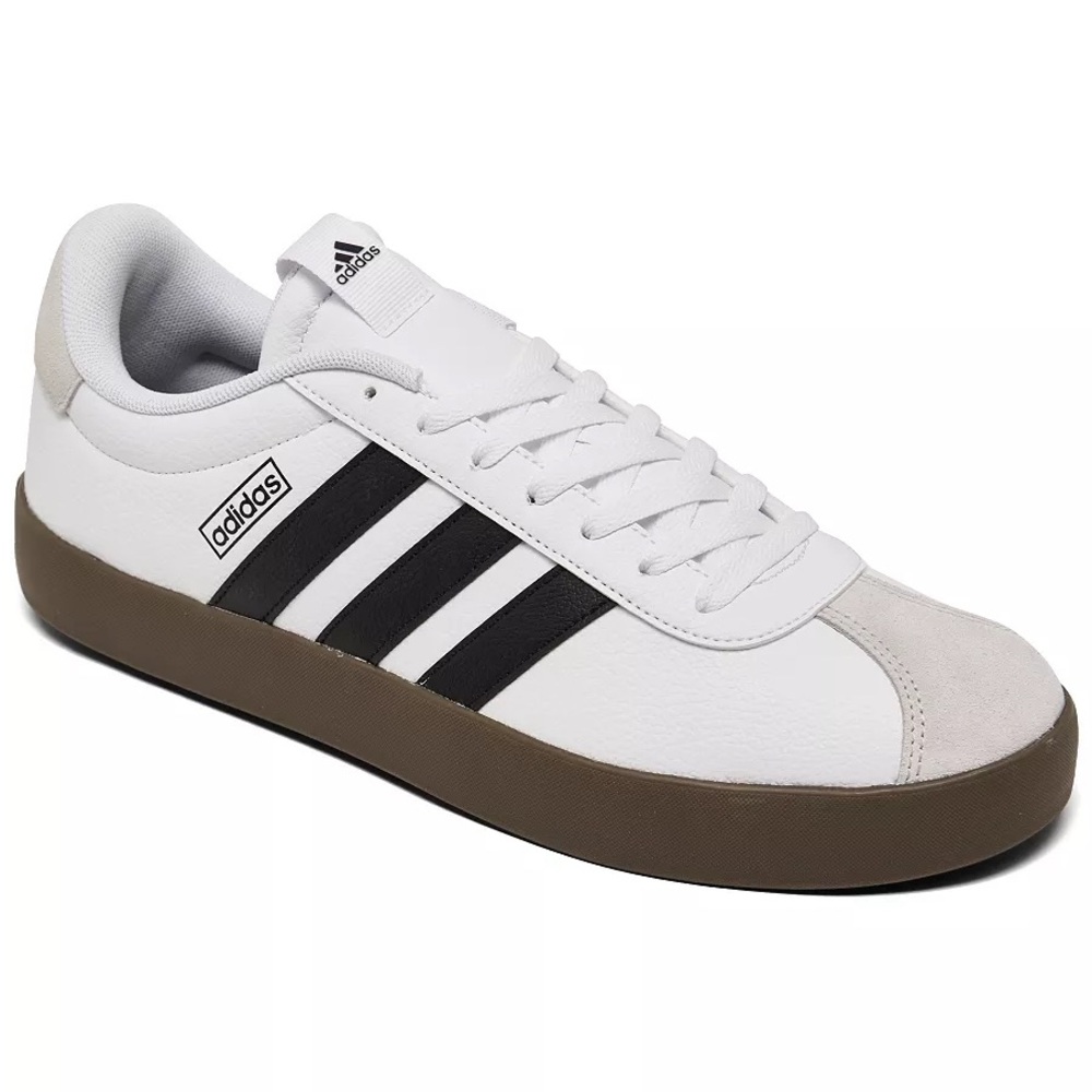 Adidas Classic White and Black Sneakers with Tan Sole